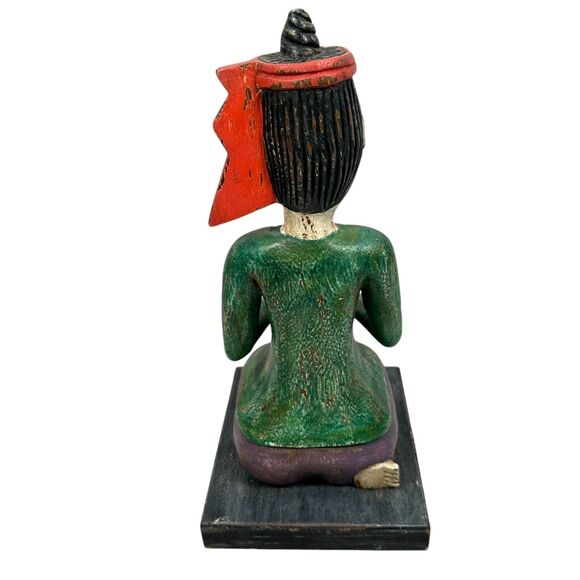 Vintage Asian Thai Hand Carved Wooden Carving Drummer Carving Musician Statue - Picture 3 of 12